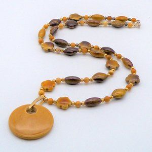 Vintage Handmade Mustard Stone Necklace